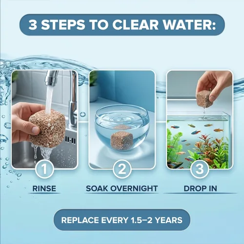 Miniatura 3 de EcoBio-Block Roca volcánica natural para claridad y equilibrio en el agua del acuario, alternativa de bajo mantenimiento a los aditivos semanales