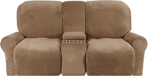 Funda reclinable de terciopelo para sofá biplaza con consola central, fundas elásticas para sillas reclinables, funda suave para consola central