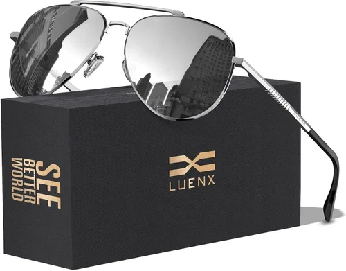 Miniatura 7 de LUENX, Aviator - Gafas de sol polarizadas, para hombres y mujeres, protección UV 400, con funda 60MM