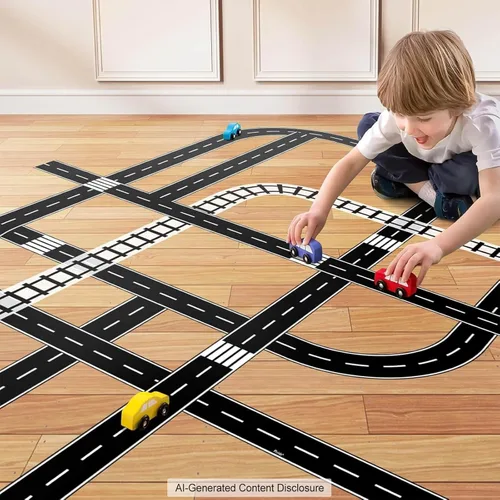 Miniatura 6 de Piokio Cinta negra de 33 x 2.4 pulgadas, las pistas de automóvil son ideales para fiestas de cumpleaños infantiles, decoración de fiesta de carreras