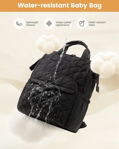 Miniatura 7 de LOVEVOOK Mochila pequeña para pañales, mini bolsa de bebé para niña y niño con cambiador, mochila para pañales para mamá papá con hebillas para Negro