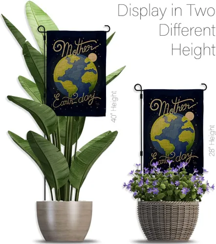 Miniatura 11 de Breeze Decor Juego de banderas de jardín del Día de la Tierra con soporte, apoyo a la paz, protección del medio ambiente, decoración de la casa