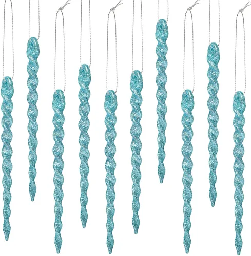 Miniatura 45 de 30 piezas de carámbanos de plástico trenzados para árbol de Navidad; adornos colgantes para árbol de Navidad, fiesta de Navidad, boda, fiesta