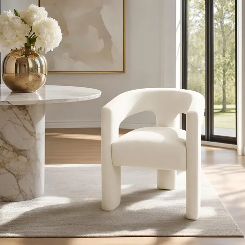 Modernas sillas de comedor, silla de sherpa tapizada de terciopelo con respaldo, silla de tocador Boucle ensamblada cómoda para cocina, comedor,