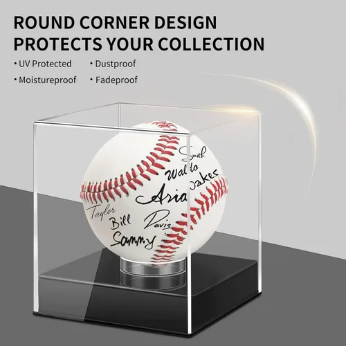 Miniatura 5 de Estuche de exhibición de béisbol, cubo acrílico con protección UV, estuche transparente para recuerdos y pelotas autografiadas (4 unidades)