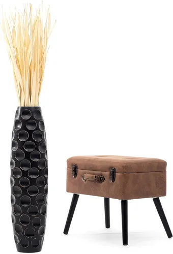 Miniatura 7 de Leewadee Jarrón grande negro para decoración del hogar, de madera, de 26 pulgadas de alto, decoración de granja, soporte para flores para plantas
