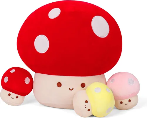 Miniatura 12 de WeBingo Almohada de felpa de hongo, 12 pulgadas, bonita decoración de hongos grandes, peluches de animales de peluche para niñas, niños y adultos