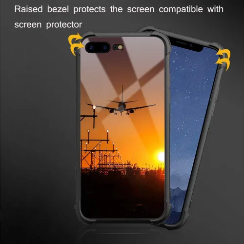 Miniatura 3 de CARLOCA Funda compatible con iPhone 8, diseño gráfico de Airplane Sunrise para iPhone 7, diseño gráfico, a prueba de golpes, antiarañazos
