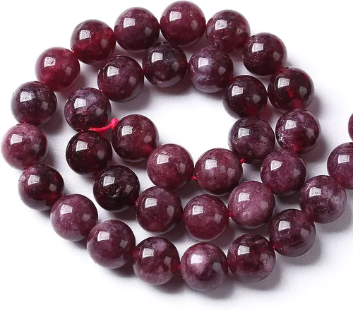 Miniatura 5 de 36 piezas de cuentas de jade granate natural de 0.394 pulgadas, cuentas de piedra preciosa de espacio suelto redondas para hacer joyas, cuentas