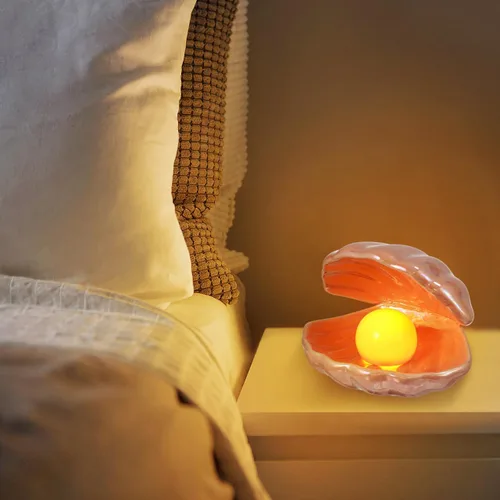 Miniatura 2 de DECHOUS Shell Pearl Night Light: LED cerámica rosa perla Shell luz escritorio mesita de noche lámpara de concha para dormitorio habitación de niños