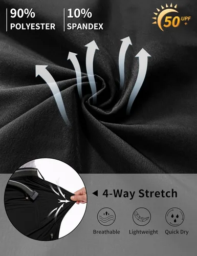Miniatura 4 de NOUKOW Pantalones de senderismo para hombre, de secado rápido, ligeros, impermeables, elásticos, 6 bolsillos con cremallera y cinturón