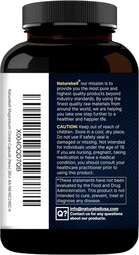 Miniatura 9 de Paquete de 2 citratos de magnesio de 500 mg, 480 cápsulas, forma elemental de alta pureza, extrafuerte, mineral esencial para el corazón