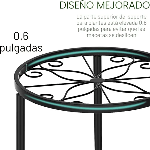 Miniatura 4 de CADANI Paquete de 5 soportes de metal para plantas para interiores y exteriores, soporte de hierro antioxidante, soporte resistente para macetas