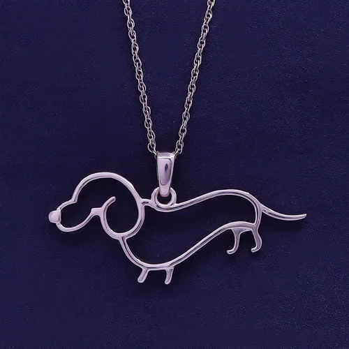 Miniatura 4 de AFFY Dachshund Collar con colgante de perro en oro de 14 quilates sobre plata de ley