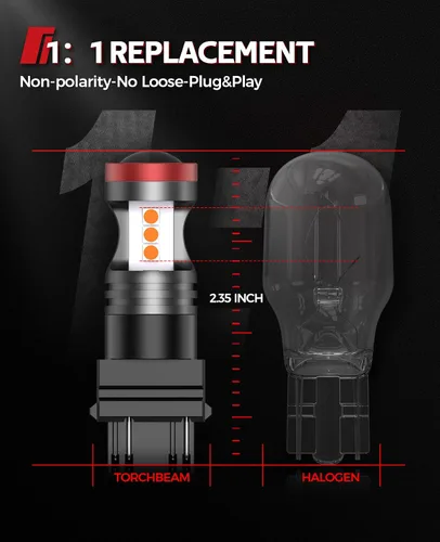 Miniatura 2 de Torchbeam 3157 - Bombillas LED, luces de señal de giro LED amarillas ámbar, 400% más brillantes 3156 3057 3457 4157, bombilla LED con proyector