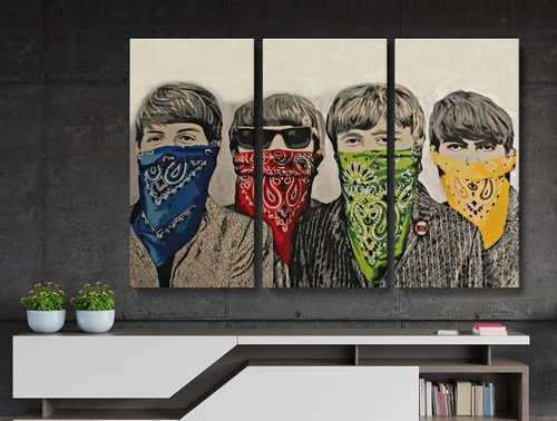 Blaze Canvas Banksy Beatles Bandanas Street Graffiti Lienzo Arte de Pared Decoración del Hogar (3 Piezas Medianas)