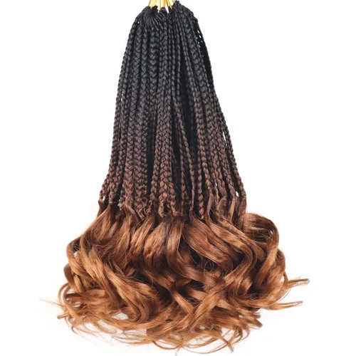 Miniatura 75 de Trenzas de ganchillo rizado francés T33, cabello pre-anillado 10 pulgadas, trenzas cortas rizadas francesas con extremos rizados, trenzas box