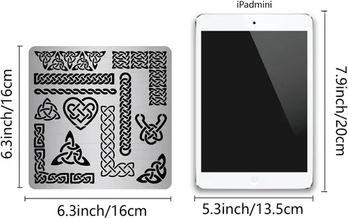 Miniatura 2 de GORGECRAFT Plantillas de plantillas de nudo de triquetra celta de metal de 6.3 pulgadas, símbolo vikingo, plantillas reutilizables para pintar