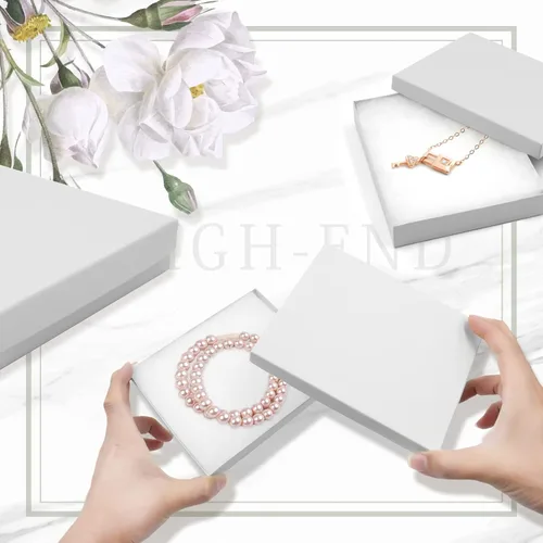 Miniatura 3 de opaprain Cajas de regalo blancas de joyería de cartón, 10 unidades, 6 x 5 x 1 pulgadas, se aplica a mostrar collares, anillos, pulseras, aretes