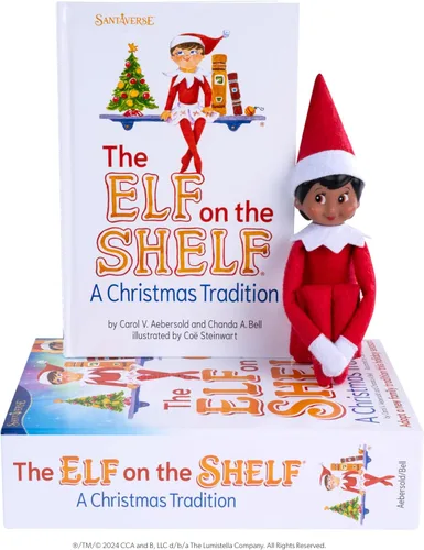 The Elf on the Shelf: Una Tradición Navideña - Muñeca Elfo de las Girl Scouts con Ojos Marrones - Incluye Libro de Cuentos Artísticamente Ilustrado,