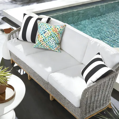 Miniatura 664 de Juego de 2 almohadas para exteriores de 16 x 16 pulgadas, repelentes al agua con interiores, para muebles de patio, hogar, jardín, geometría bohemia