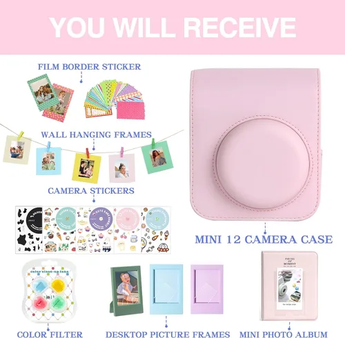 Miniatura 7 de Kit de accesorios para funda Fujifilm Instax Mini 12 para cámara instantánea + álbum para mini película de 3 pulgadas + filtros de color + álbum