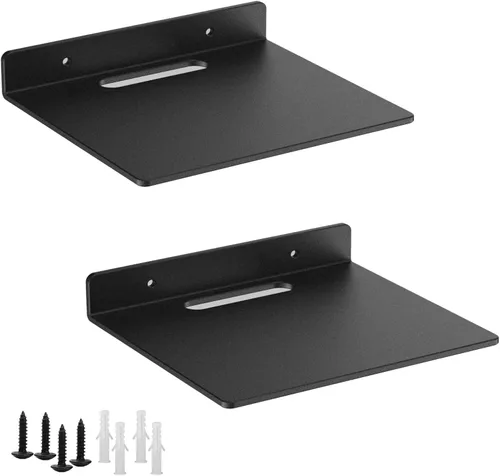 Miniatura 10 de Pequeño estante flotante – 0.118 in de grosor, 6.5 pulgadas, estante de pared de metal, estantes flotantes de metal para eco, cámaras, altavoz