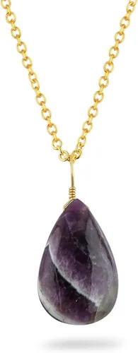 Natural Gemstones Dainty Pendant Necklace, Polished Pear Cabochon Stones, Gold Plated Hypoallergenic Chain, Handmade Boho Jewelry for Women, Healing