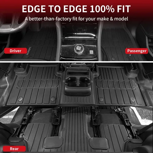 Miniatura 8 de LASFIT Alfombrillas de Piso para Jeep Grand Cherokee L 2021-2025 (SOLO para 6 Asientos Sin Consola Central) Revestimientos de Piso de Automóvil