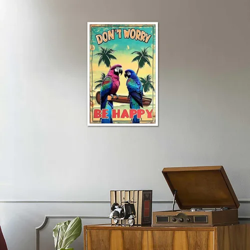 Miniatura 7 de Póster de decoración de bar Tiki con texto en inglés "Don't Worry, Be Happy Parroth", póster hawaiano para decoración del hogar, adecuado para Multi