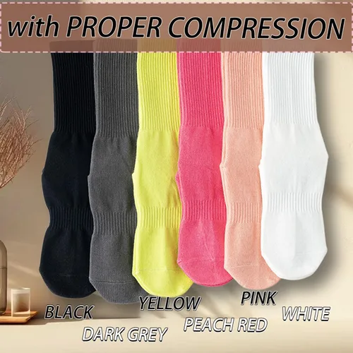 Miniatura 11 de Calcetines de agarre para mujer, calcetines de yoga para pilates, antideslizantes, barre danza, hospital, correr, lindo, de algodón, 3/4 pares