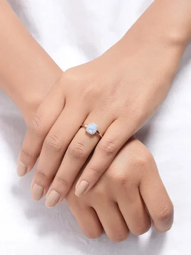 Miniatura 2 de YoTreasure Anillo de compromiso de oro rosa de 10 quilates con piedra lunar de 1.52 quilates