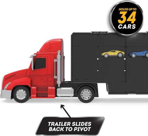 Miniatura 5 de Driven by Battat Camión transportador de juguetes grande para niños con 2 autos de tracción - Camión de transporte de juguetes y vehículo de juego