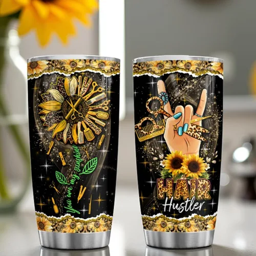 Miniatura 2 de Hair Hustler - Vaso de acero inoxidable de 20 onzas con texto en inglés "You Are My Sunshine", regalos de girasol para estilistas, regalos