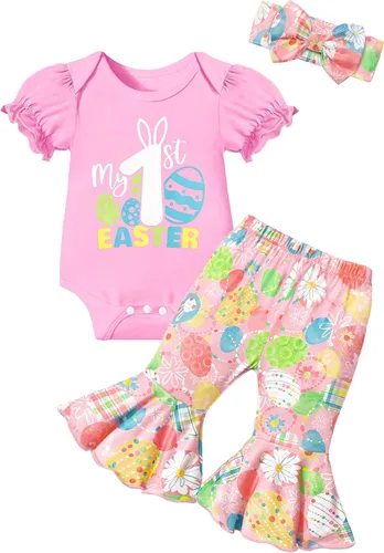 Miniatura 42 de Ropa de bebé niña, 4 piezas, trajes de niña recién nacida, con volantes, mameluco de campana para bebé, diadema, bandana, conjuntos de ropa, regalos