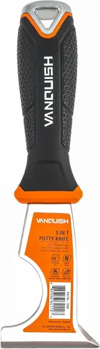 VANQUISH Raspador de pintura de acero inoxidable 5 en 1 con mango de agarre suave y extremo de martillo de metal (3568)