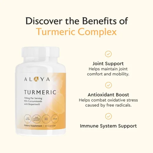 Miniatura 3 de Alaya Naturals Suplemento de curcumina de cúrcuma con BioPerine – 750 mg por porción, 95% extracto de curcumina cápsulas de cúrcuma para comodidad