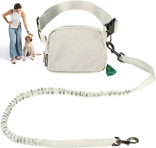 Correa de perro manos libres con bolsa de golosinas para perros, correa de cintura elegante y moderna para pasear al perro, para llevar alrededor de