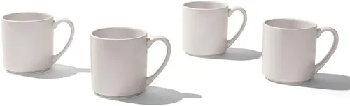 Made In Utensilios de cocina – Juego de 4 tazas de café – 12 oz – Blanco – Porcelana – Fabricado en Inglaterra – Apto para lavavajillas y microondas