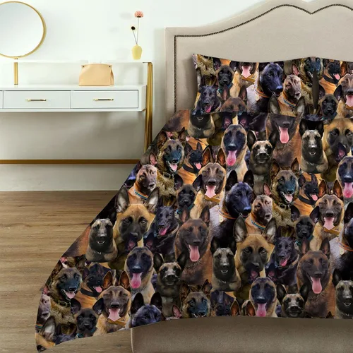 Miniatura 3 de Juego de funda de edredón de Malinois belga, juego de ropa de cama decorativo de 3 piezas con 2 fundas de almohada, funda de edredón suave, juego
