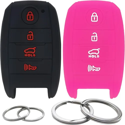 Funda de silicona para llavero de 4 botones, protector sin llave compatible con Kia K3 K5 Cerato Forte Optima Rio Rio5 Sorento SY5JFFGE04 Negro y
