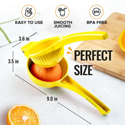 Miniatura 4 de Zulay Kitchen Exprimidor de naranja de metal de alta calidad, exprimidor de cítricos, prensa manual para extraer la mayor cantidad de jugo posible