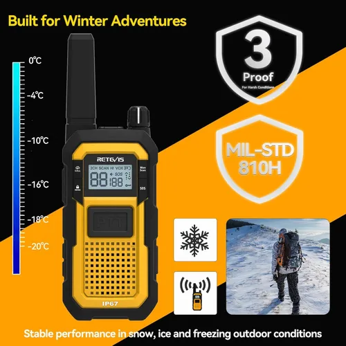 Miniatura 6 de Retevis RB48 Walkie Talkies Impermeables, Radio Bidireccional de Alta Resistencia, Triple Prueba Avanzada, Llamada por Vibración, USB-C, SOS