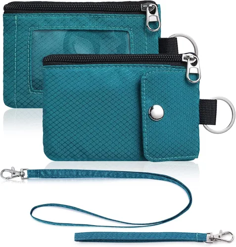 Miniatura 35 de Artpaxy Cartera minimalista para hombres y mujeres, llavero con bloqueo RFID, con cremallera, pequeña cartera con ventana de identificación, 2