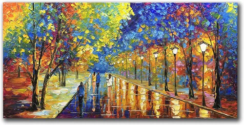 Tyed Art - Pinturas al óleo de 24 x 48 pulgadas sobre lienzo, arte 100% pintado a mano, obra de arte contemporánea, obra de arte abstracta, arte de