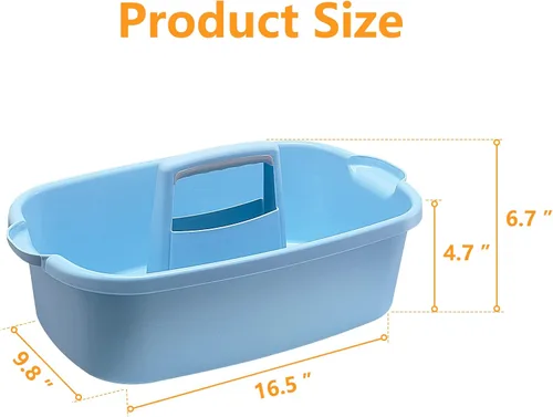 Miniatura 2 de Goderewild Organizador de limpieza de plástico multiusos con asa, organizador de ducha, cesta de almacenamiento, bolsas portátiles para suministros