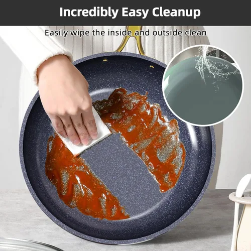 Miniatura 3 de Nuwave Lux LE - Juego de utensilios de cocina de 13 piezas con elegante mango dorado, cerámica antiadherente con infusión de diamante, sin PFAS