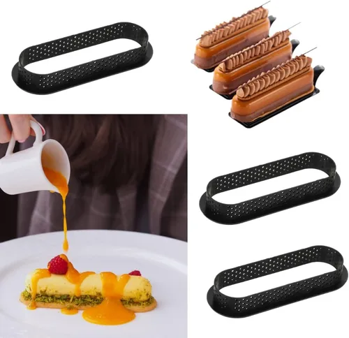 Miniatura 5 de Anillos redondos para tarta con parte inferior de tarta para torta, anillos perforados antiadherentes para mousse, queso, pastel, muffins, pastel