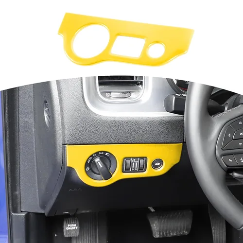 Miniatura 8 de RT-TCZ para Dodge Challenger 2015 en adelante, Panel de interruptor de faro Challenger, Cubierta de recorte para interior azul, Accesorios 1 pieza