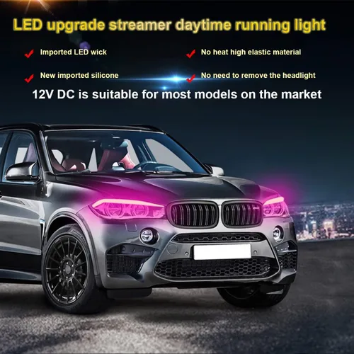 Miniatura 8 de Tira de luz LED para faros delanteros, tubo de 24 pulgadas, flexible, DRL, luz diurna, impermeable, interruptor secuencial que fluye, lámpara